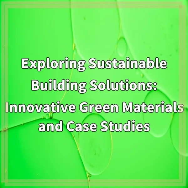 Exploring Sustainable Building Solutions: Innovative Green Materials and Case Studies