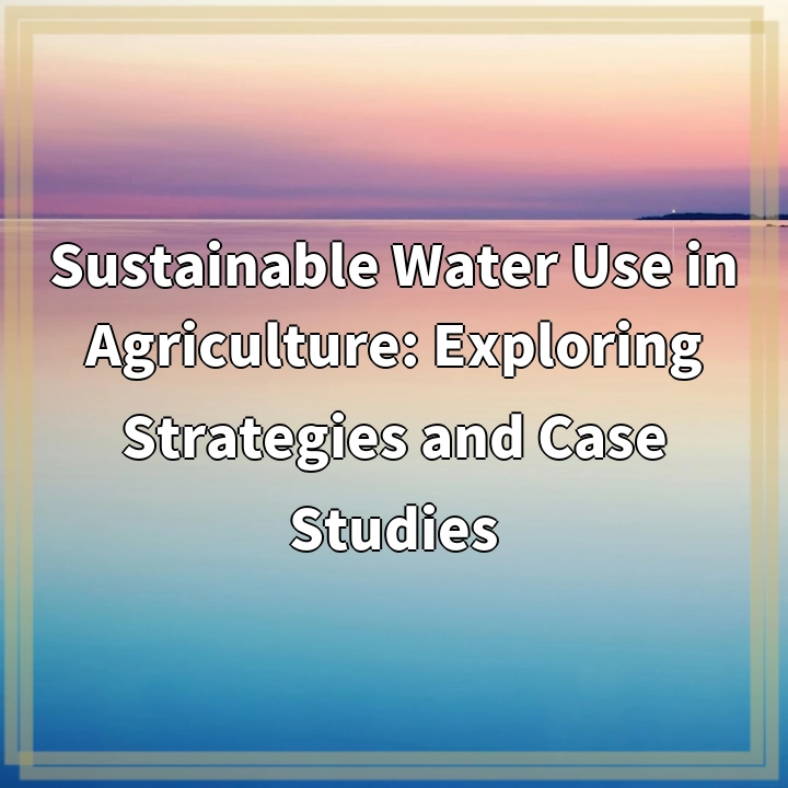 Sustainable Water Use in Agriculture: Exploring Strategies and Case Studies