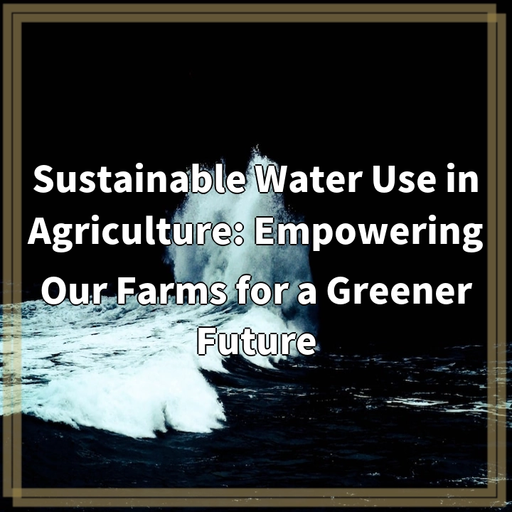 Sustainable Water Use in Agriculture: Empowering Our Farms for a Greener Future