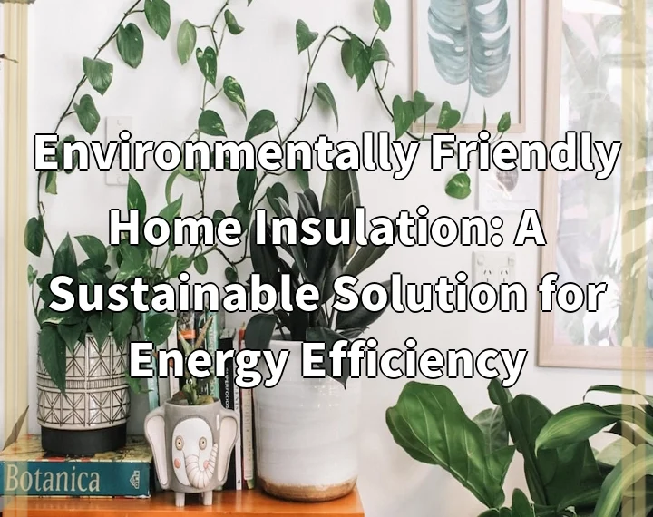 Environmentally Friendly Home Insulation: A Sustainable Solution for Energy Efficiency