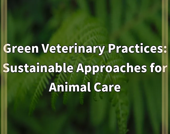 Green Veterinary Practices: Sustainable Approaches for Animal Care