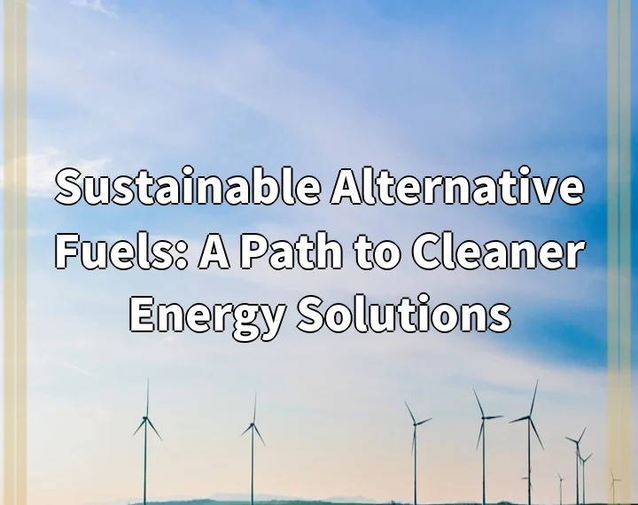 Sustainable Alternative Fuels: A Path to Cleaner Energy Solutions