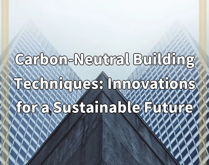 Carbon-Neutral Building Techniques: Innovations for a Sustainable Future